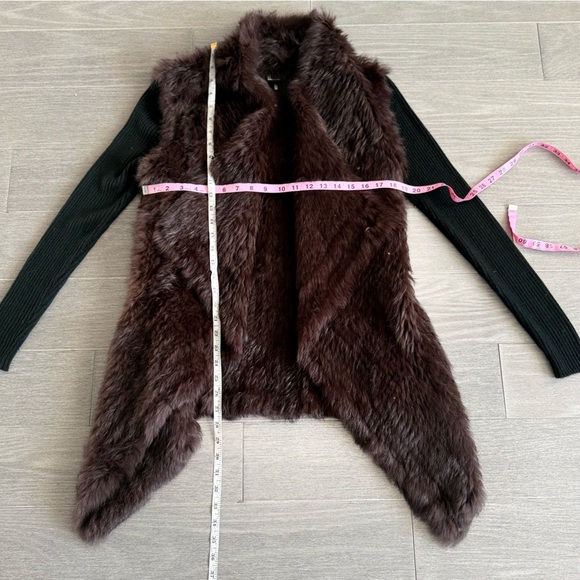 Love Token Knit Rabbit Fur Jacket Cardigan Ribbed Sleeve Open Front Asymmetrical - Picture 14 of 16